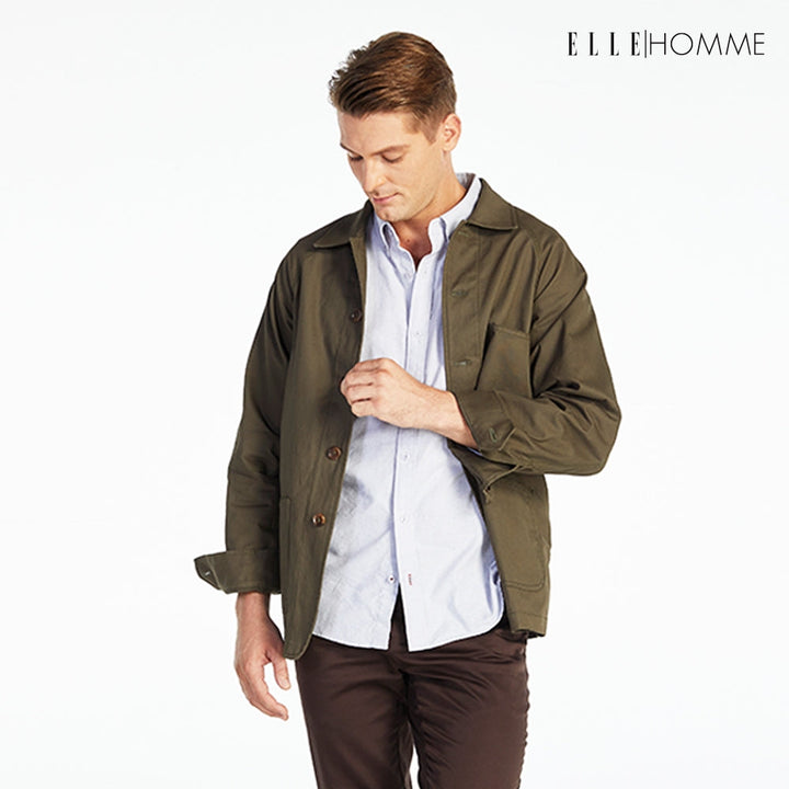 ELLE HOMME เสื้อแจ็คเก็ตผู้ชาย สไตล์ Casual สีเขียว W8J237 ICCSHOPPING