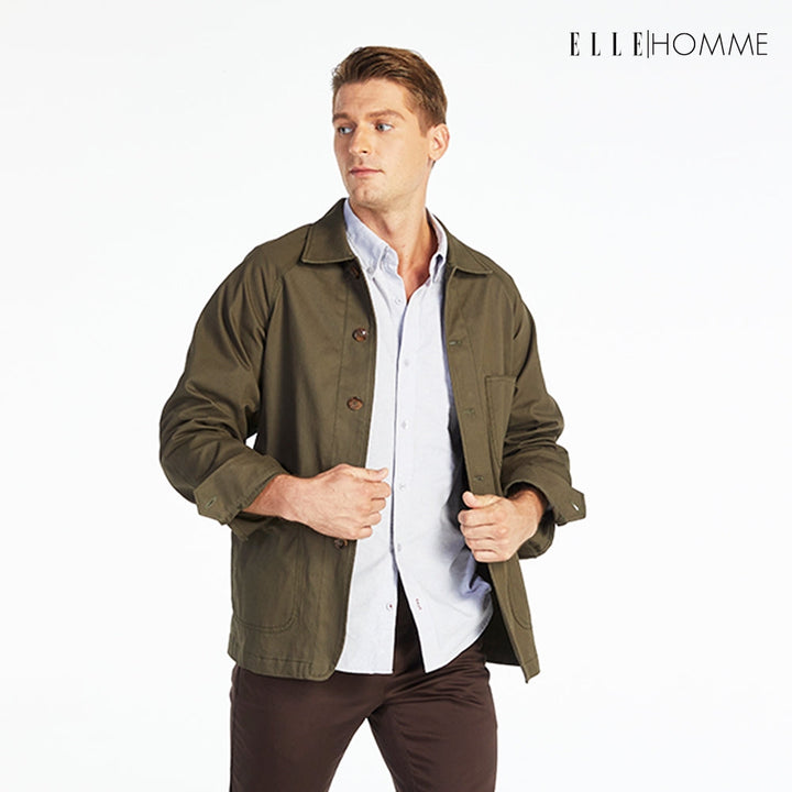 ELLE HOMME เสื้อแจ็คเก็ตผู้ชาย สไตล์ Casual สีเขียว W8J237 ICCSHOPPING