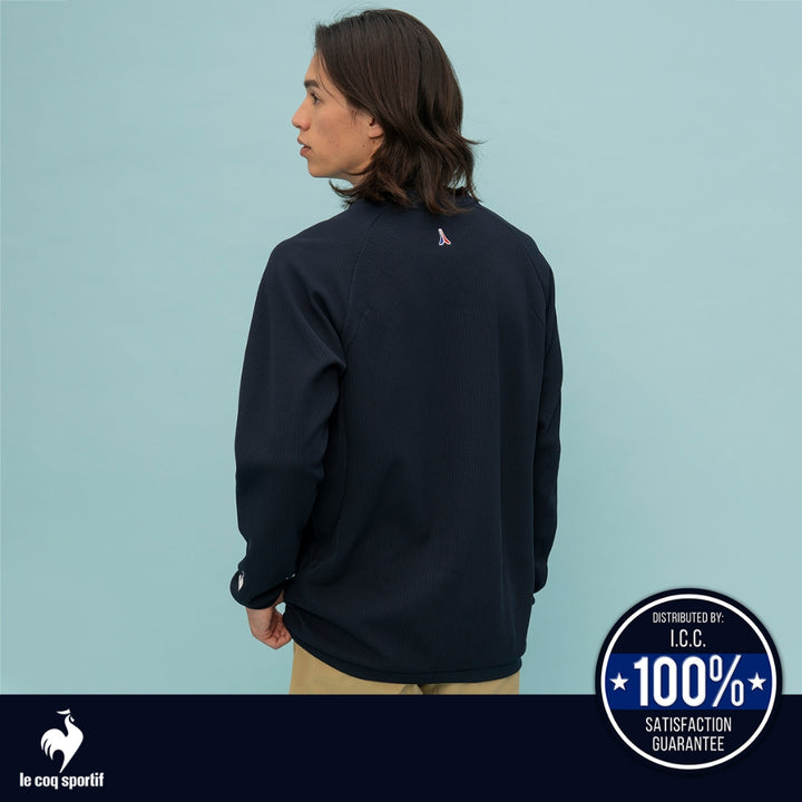 le coq sportif เสื้อยืดแขนยาว ผ้าวาฟเฟิล สีกรม (เสื้อแขนยาว, lecoq, เลอค็อก) 