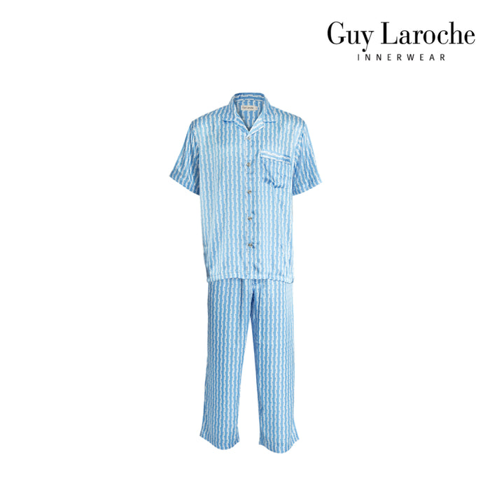 Guy Laroche ชุดนอนผ้าซาติน แขนสั้น ขายาว พิมพ์ลาย 