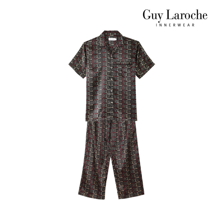Guy Laroche ชุดนอนผ้าซาติน แขนสั้น ขายาว พิมพ์ลาย มีให้เลือก 3 สี (JPP7516S4-1) 