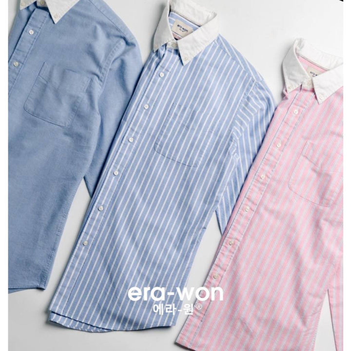 era-won เสื้อเชิ้ต รุ่น Oxford shirts ทรง Comfort fit  คอปกสีขาว สี White-Blue Brothers 