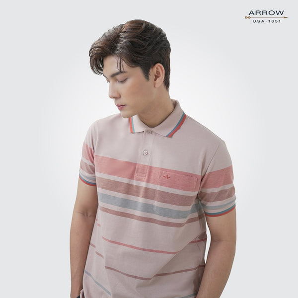 ARROW เสื้อโปโล  ทรง Comfort  สีเบจ ลายริ้ว รหัส MPCC552 