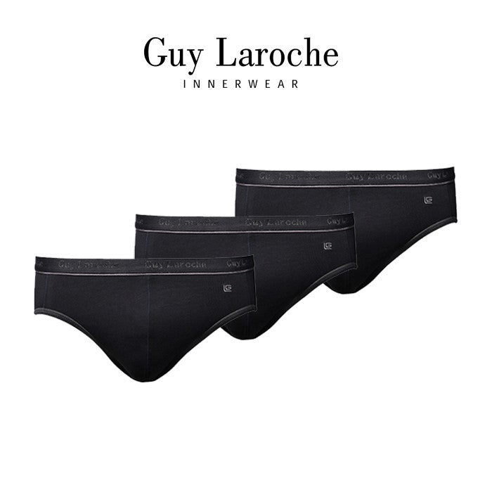 Guy Laroche กางเกงในชาย Pack 3 ชิ้น - สีดำ ( Cotton + Spandex ) JUS4019R5BL 