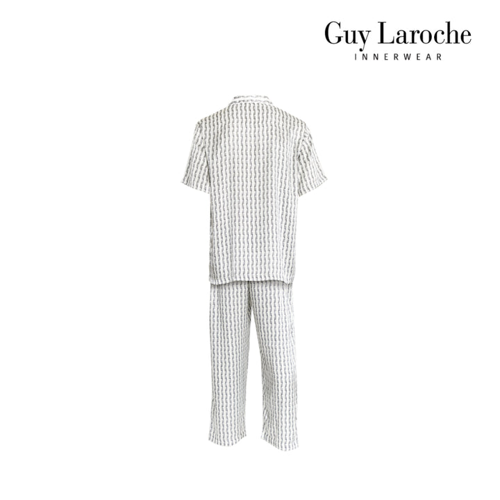 Guy Laroche ชุดนอนผ้าซาติน แขนสั้น ขายาว พิมพ์ลาย 