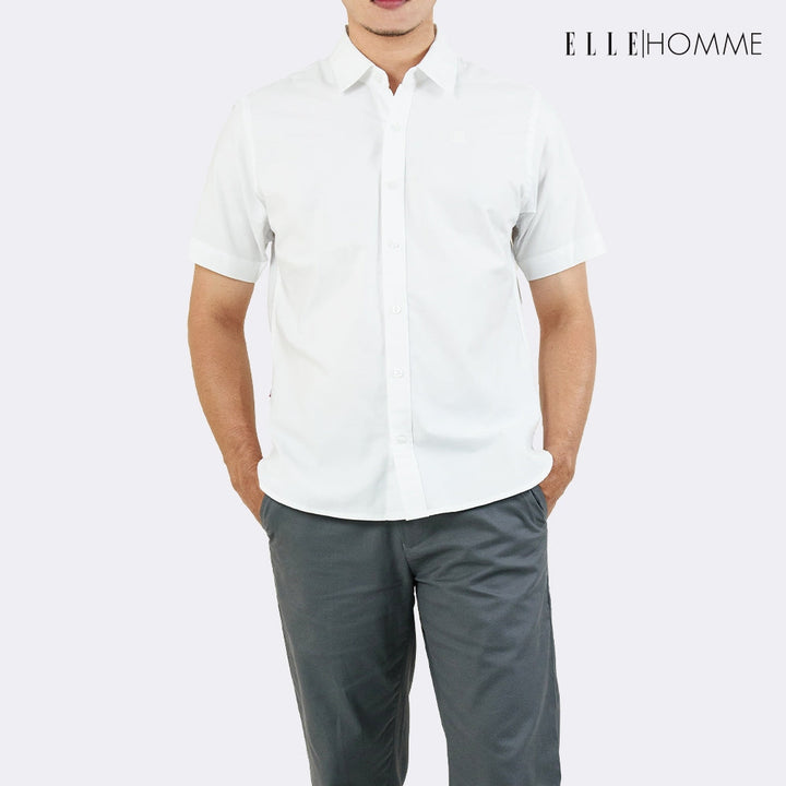 ELLE HOMME | เสื้อเชิ้ตแขนสั้น คอปกเชิ้ต  ทรง Oversize ใส่ได้หลากหลายโอกาส ทั้งทำงานและลำลอง | W8B674 ICCSHOPPING