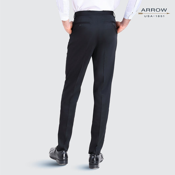 ARROW กางเกงสแล็ค มีจีบ สีดำ ทรง COMFORT FIT MSCC8A4 