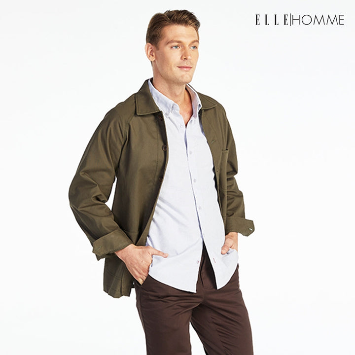 ELLE HOMME เสื้อแจ็คเก็ตผู้ชาย สไตล์ Casual สีเขียว W8J237 ICCSHOPPING