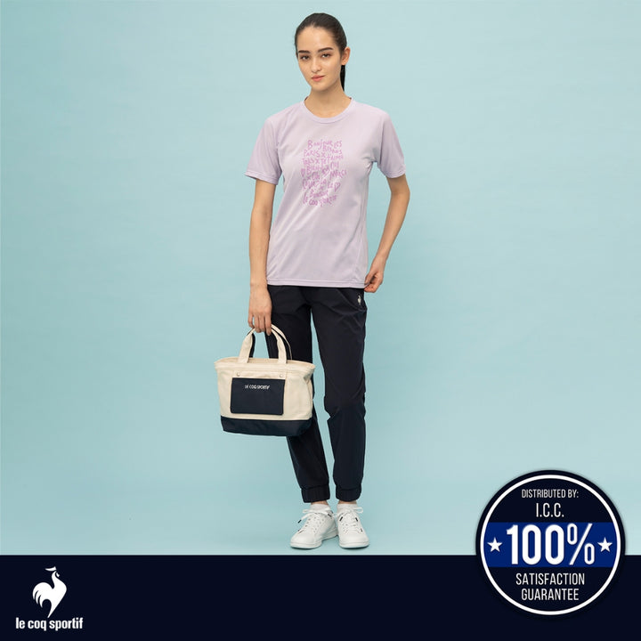 le coq sportif เสื้อเทรนนิ่ง ออกกำลังกาย ผู้หญิง สีม่วง (T-shirt, เสื้อยืด, เสื้อออกกำลังกาย, lecoq, เลอค็อก) 