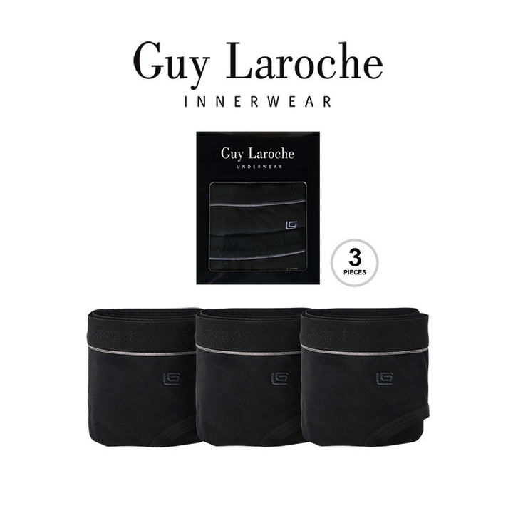 Guy Laroche กางเกงในชาย Pack 3 ชิ้น - สีดำ ( Cotton + Spandex ) JUS4019R5BL 