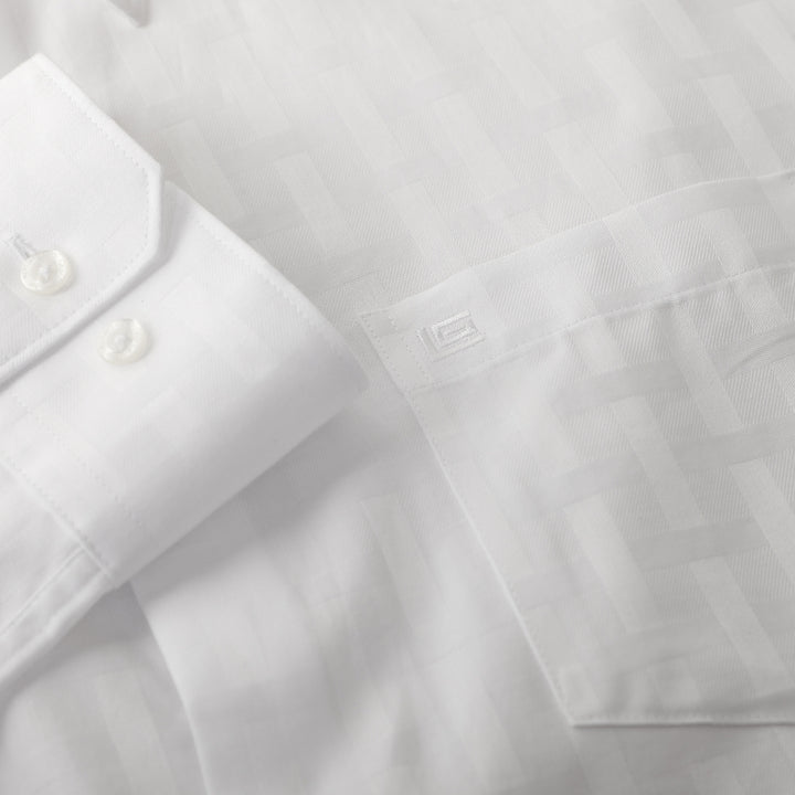 Guy Laroche เสื้อเชิ้ตแขนยาวใส่ทำงาน ทรง Slim fit เนื้อผ้าฝ้าย100% สีขาว 