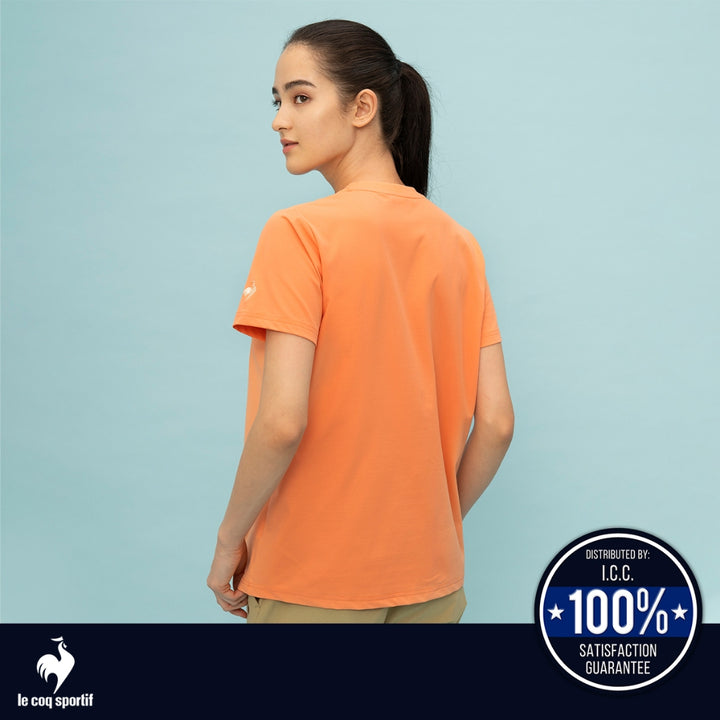 le coq sportif เสื้อเทรนนิ่ง ออกกำลังกาย ผู้หญิง สีส้ม (T-shirt, เสื้อยืด, เสื้อออกกำลังกาย, lecoq, เลอค็อก) 