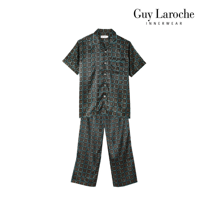 Guy Laroche ชุดนอนผ้าซาติน แขนสั้น ขายาว พิมพ์ลาย มีให้เลือก 3 สี (JPP7516S4-1) 