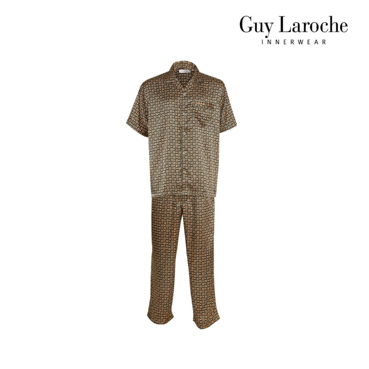 Guy Laroche ชุดนอนผ้าซาติน แขนสั้น ขายาว พิมพ์ลาย 
