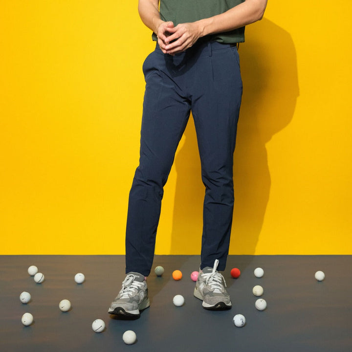 era-won กางเกง รุ่น  GOLF FABRIC (065V6) Cooling serie ทรงกระบอกเล็ก ขาเต่อ เอวยางยืด  สี Navy Blue ICCSHOPPING