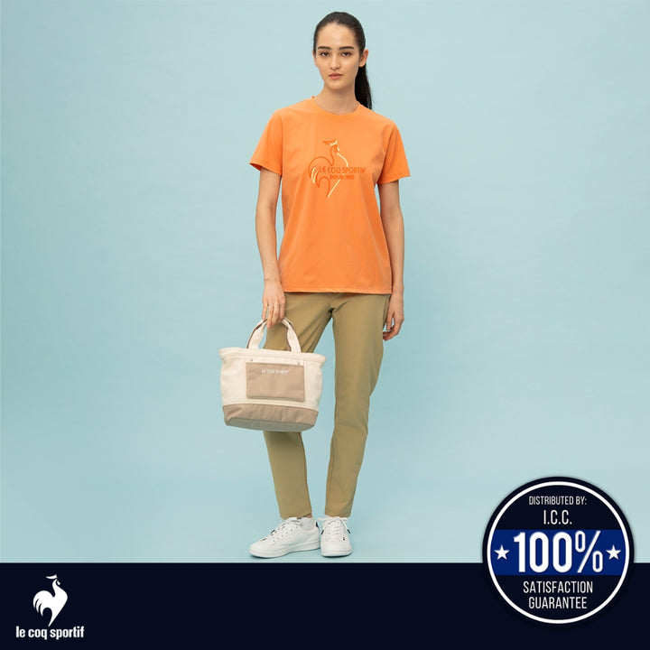 le coq sportif เสื้อเทรนนิ่ง ออกกำลังกาย ผู้หญิง สีส้ม (T-shirt, เสื้อยืด, เสื้อออกกำลังกาย, lecoq, เลอค็อก) 