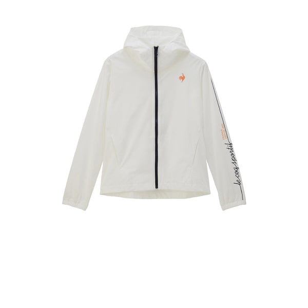 le coq sportif เสื้อแจ็คเก็ตฮู้ดดี้ ผู้หญิง สีขาว (เสื้อแจ็คเก็ต, เสื้อออกกำลังกาย, เสื้อกันฝน, lecoq, เลอค็อก) 