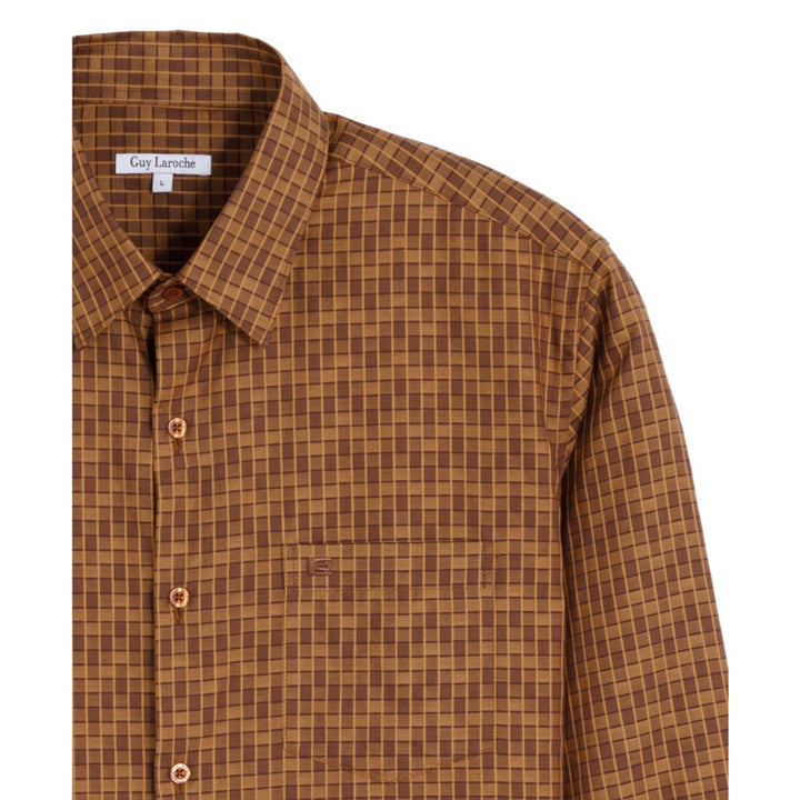 Guy Laroche เสื้อเชิ้ตแขนยาวใส่ทำงาน ลายตาราง ทรง Slim fit 