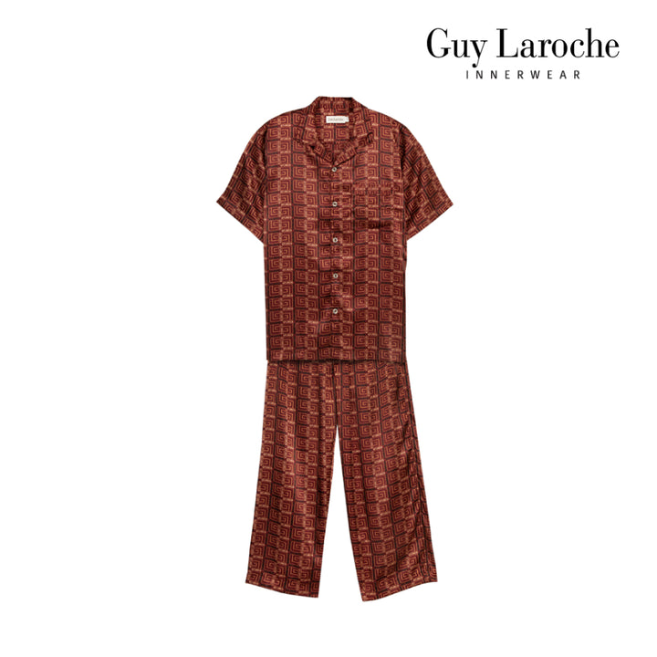 Guy Laroche ชุดนอนผ้าซาติน แขนสั้น ขายาว พิมพ์ลาย มีให้เลือก 3 สี (JPP7516S4-1) 