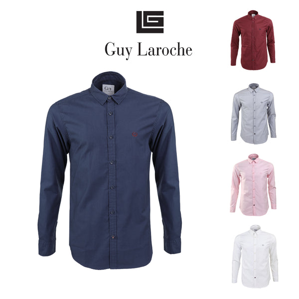 Guy Laroche เสื้อเชิ้ตคอปกสีพื้น Slim fit สวมใส่เข้ารูป 