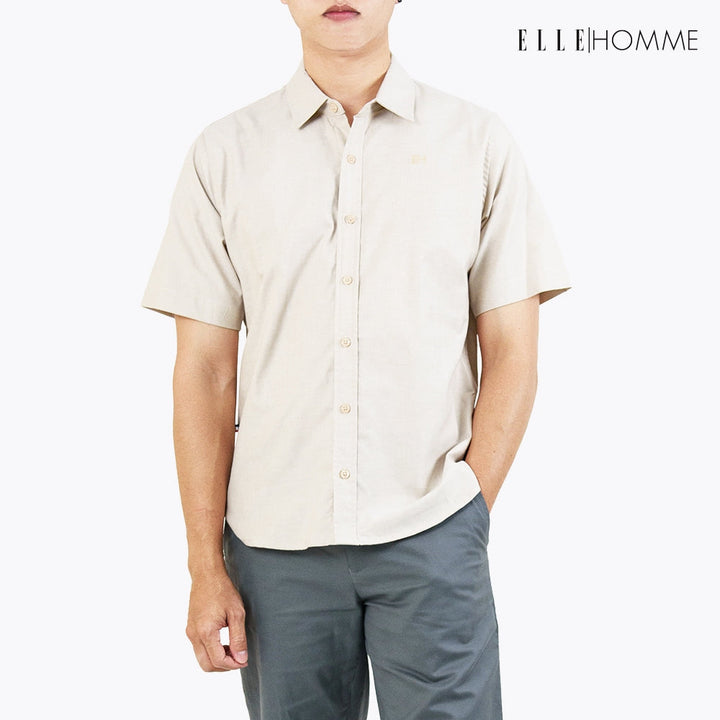 ELLE HOMME | เสื้อเชิ้ตแขนสั้น คอปกเชิ้ต  ทรง Oversize ใส่ได้หลากหลายโอกาส ทั้งทำงานและลำลอง | W8B674 ICCSHOPPING
