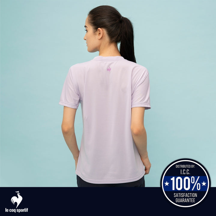 le coq sportif เสื้อเทรนนิ่ง ออกกำลังกาย ผู้หญิง สีม่วง (T-shirt, เสื้อยืด, เสื้อออกกำลังกาย, lecoq, เลอค็อก) 