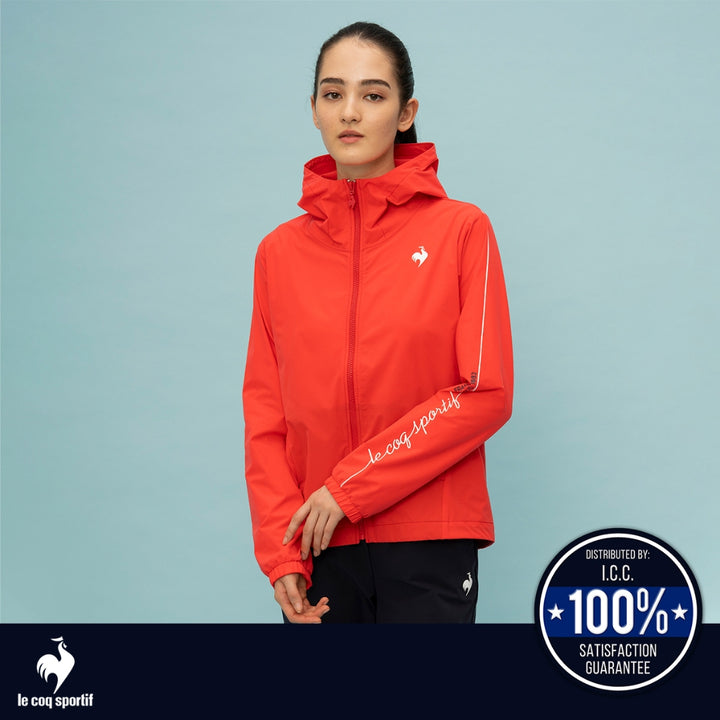 le coq sportif เสื้อแจ็คเก็ตฮู้ดดี้ ผู้หญิง สีกรม (เสื้อแจ็คเก็ต, เสื้อออกกำลังกาย, เสื้อกันฝน, lecoq, เลอค็อก) 