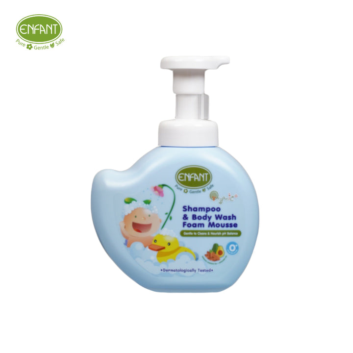 ENFANT (อองฟองต์) Organic Plus Shampoo & Body Wash Foam Mouse อาบน้ำสระผม มูสโฟม ใช้ได้ตั้งแต่แรกเกิด 400ml. 