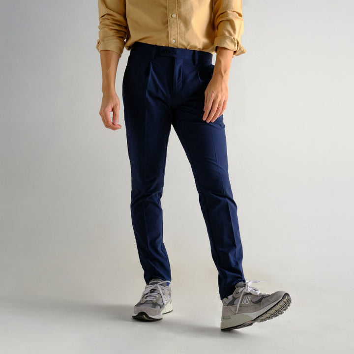 era-won กางเกง รุ่น  GOLF FABRIC (065V6) Cooling serie ทรงกระบอกเล็ก ขาเต่อ เอวยางยืด  สี Navy Blue ICCSHOPPING