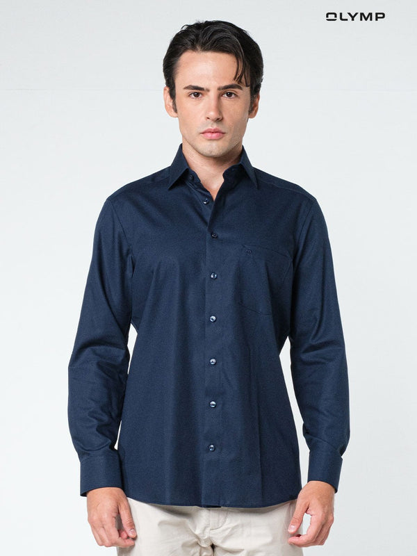 OLYMP LUXOR Shirt เสื้อเชิ้ตชาย สีกรมท่า ทรงหลวม ใส่สบาย รีดง่าย Y24NOS เสื้อเชิ้ตทำงาน ชุดทำงาน NOSLUX