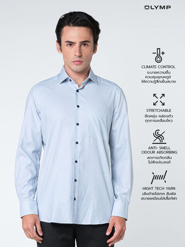 OLYMP  24/Seven LUXOR Shirtเสื้อเชิ้ตปรับอุณหภูมิผ้าเท็กเจอร์เบาเหมือนสวมใส่ชุดกีฬ (SUMMER24)