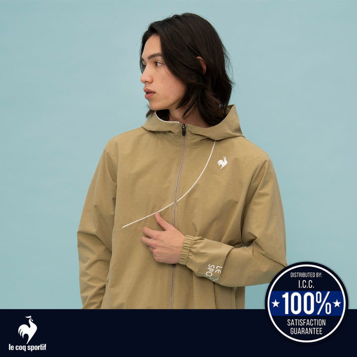 le coq sportif เสื้อแจ็คเก็ตฮู้ดดี้ ผู้ชาย สีเบจ 