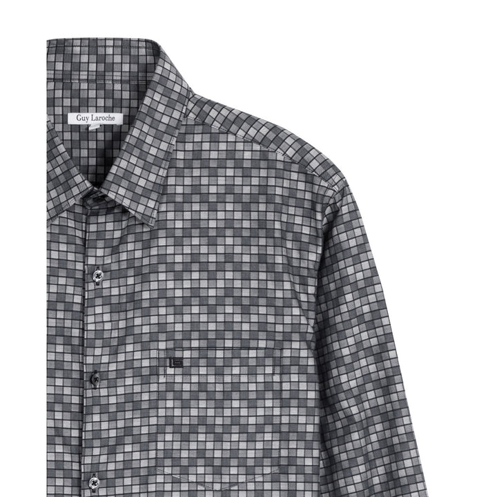 Guy Laroche เสื้อเชิ้ตแขนยาวใส่ทำงาน ลายตาราง ทรง Slim fit 