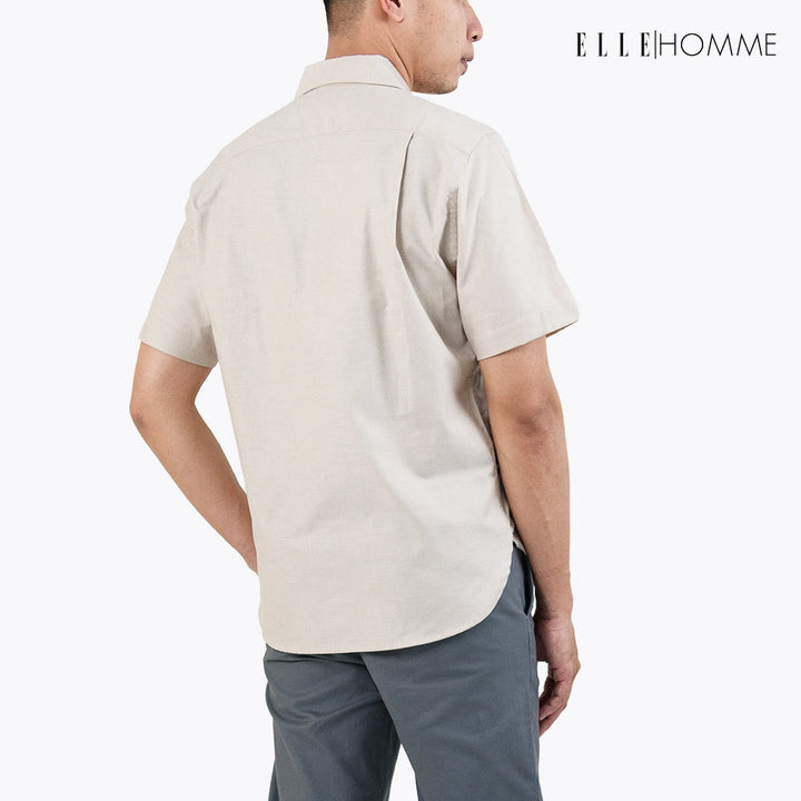 ELLE HOMME | เสื้อเชิ้ตแขนสั้น คอปกเชิ้ต  ทรง Oversize ใส่ได้หลากหลายโอกาส ทั้งทำงานและลำลอง | W8B674 ICCSHOPPING