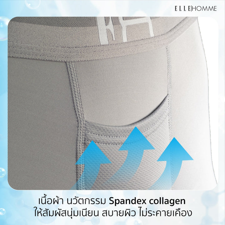 ELLE HOMME COOL COLLAGEN | แพ็ค 1 ชิ้น กางเกงในทรง TRUNK นวัตกรรมใหม่ COLLAGEN นุ่มเนียน สบายผิว | KUT8002W3 ICCSHOPPING