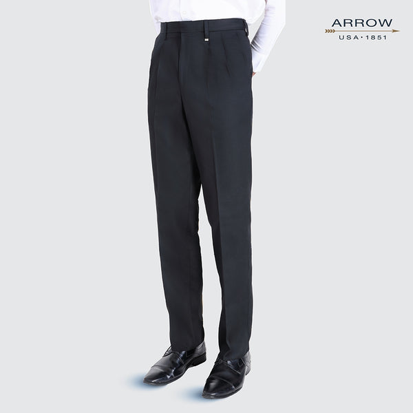 ARROW กางเกงสแล็ค มีจีบ สีดำ ทรง COMFORT FIT MSCC8A4 