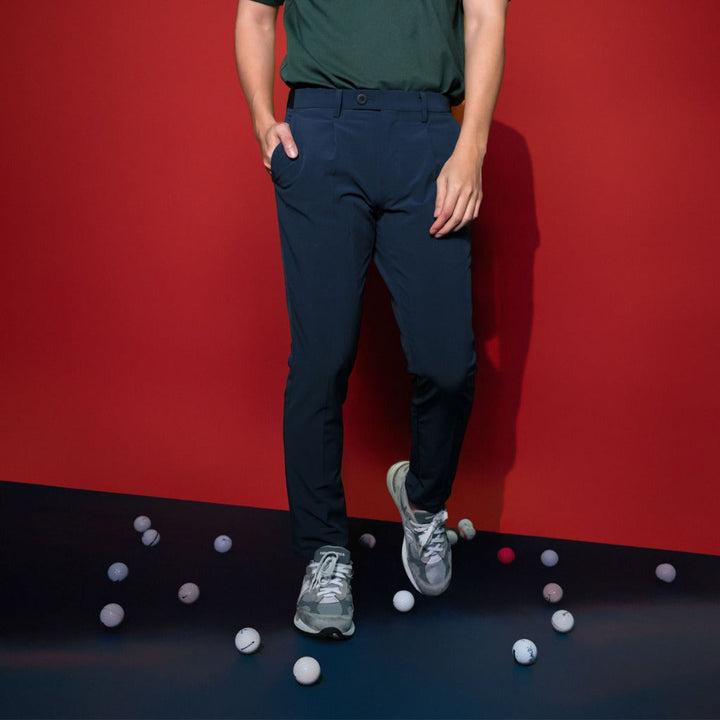 era-won กางเกง รุ่น  GOLF FABRIC (065V6) Cooling serie ทรงกระบอกเล็ก ขาเต่อ เอวยางยืด  สี Navy Blue ICCSHOPPING