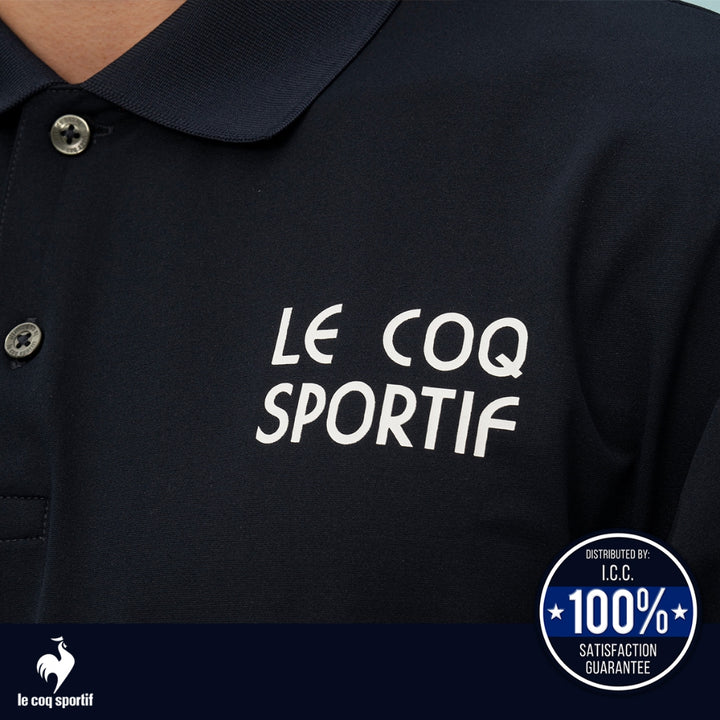 le coq sportif เสื้อโปโลเทรนนิ่ง ออกกำลังกาย สีกรม 