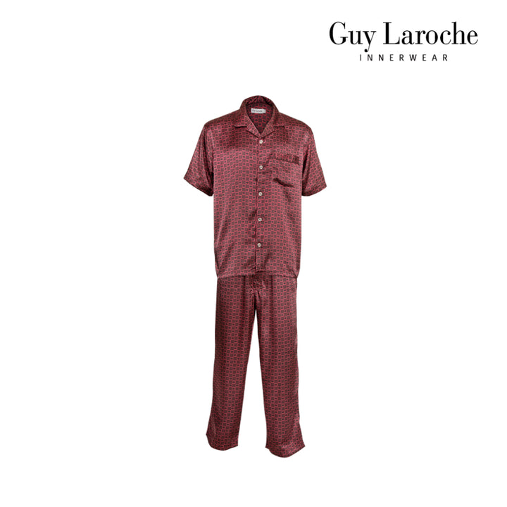 Guy Laroche ชุดนอนผ้าซาติน แขนสั้น ขายาว พิมพ์ลาย 