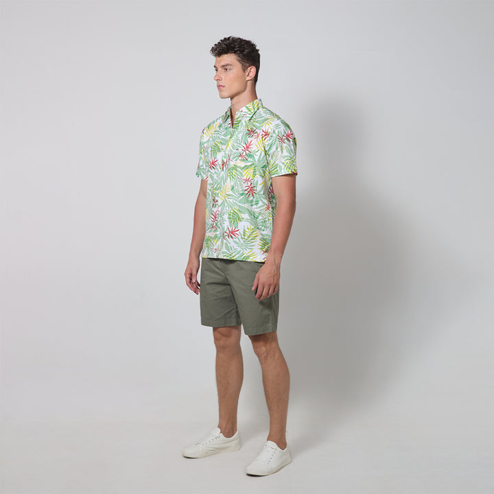 ARROW SHIRT เสื้อเชิ้ตแขนสั้น ลายพิมพ์ สีเขียวอ่อน ทรง COMFORT FIT ผ้า Cotton 100% MACC545-LR 