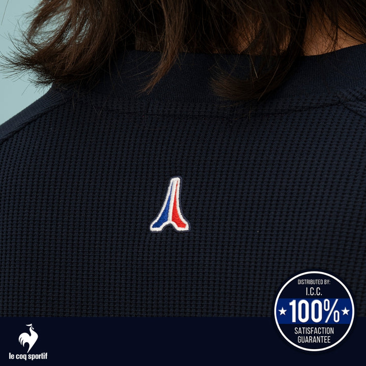 le coq sportif เสื้อยืดแขนยาว ผ้าวาฟเฟิล สีกรม (เสื้อแขนยาว, lecoq, เลอค็อก) 