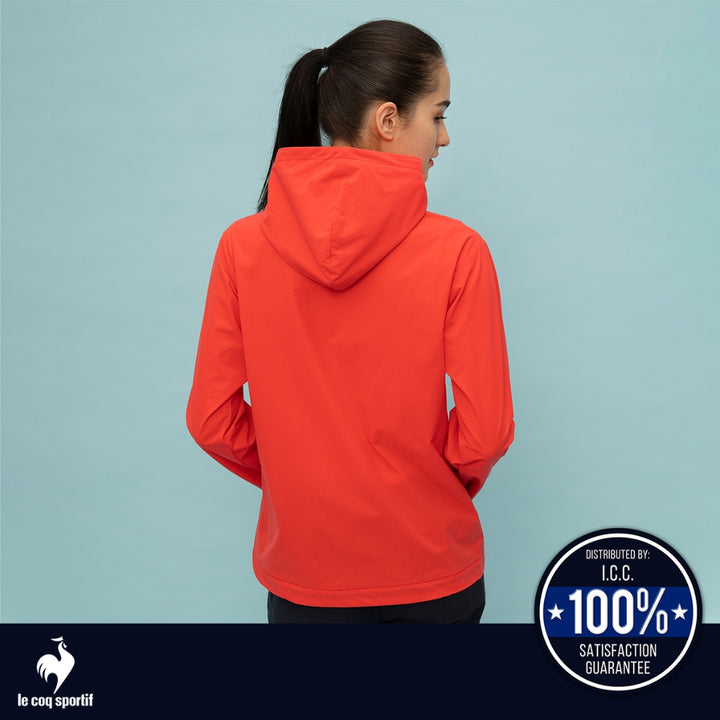le coq sportif เสื้อแจ็คเก็ตฮู้ดดี้ ผู้หญิง สีแดง (เสื้อแจ็คเก็ต, เสื้อออกกำลังกาย, เสื้อกันฝน, lecoq, เลอค็อก) 