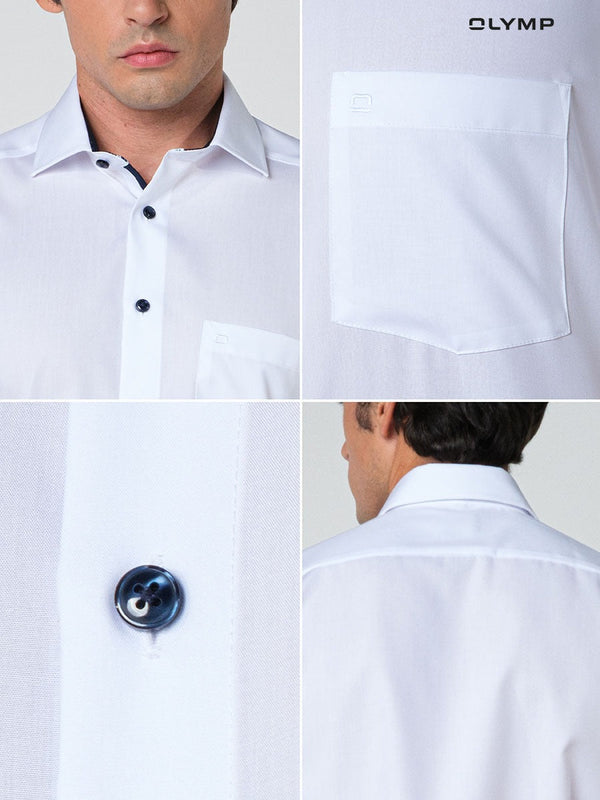OLYMP LUXOR Shirt เสื้อเชิ้ตชายแขนสั้น สีขาว ทรงหลวม รีดง่าย(SUMMER24) SUMM24 เสื้อทำงาน ชุดทำงาน ICCSHOPPING