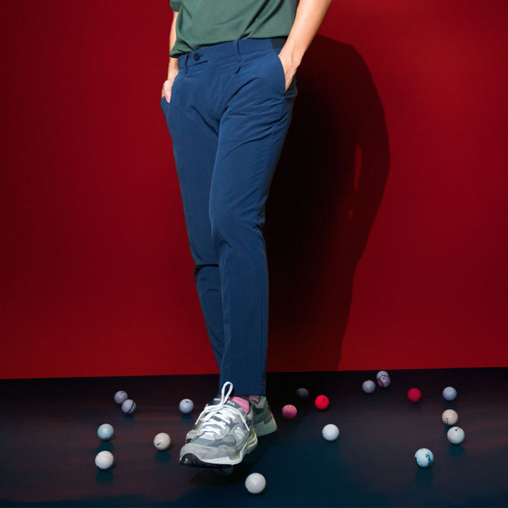 era-won กางเกง รุ่น  GOLF FABRIC (065V6) Cooling serie ทรงกระบอกเล็ก ขาเต่อ เอวยางยืด  สี Navy Blue ICCSHOPPING
