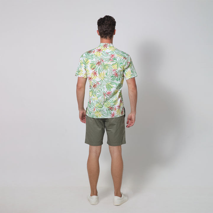 ARROW SHIRT เสื้อเชิ้ตแขนสั้น ลายพิมพ์ สีเขียวอ่อน ทรง COMFORT FIT ผ้า Cotton 100% MACC545-LR 