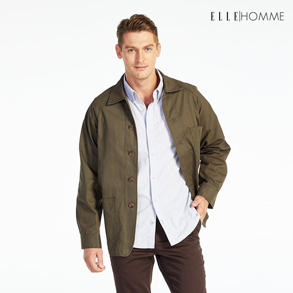 ELLE HOMME เสื้อแจ็คเก็ตผู้ชาย สไตล์ Casual สีเขียว W8J237 ICCSHOPPING