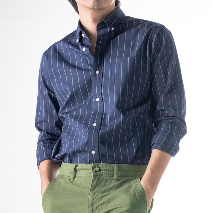 era-won Premium Quality เสื้อเชิ้ต ทรงปกติ Dress Shirt แขนยาว สี Blue Gun 