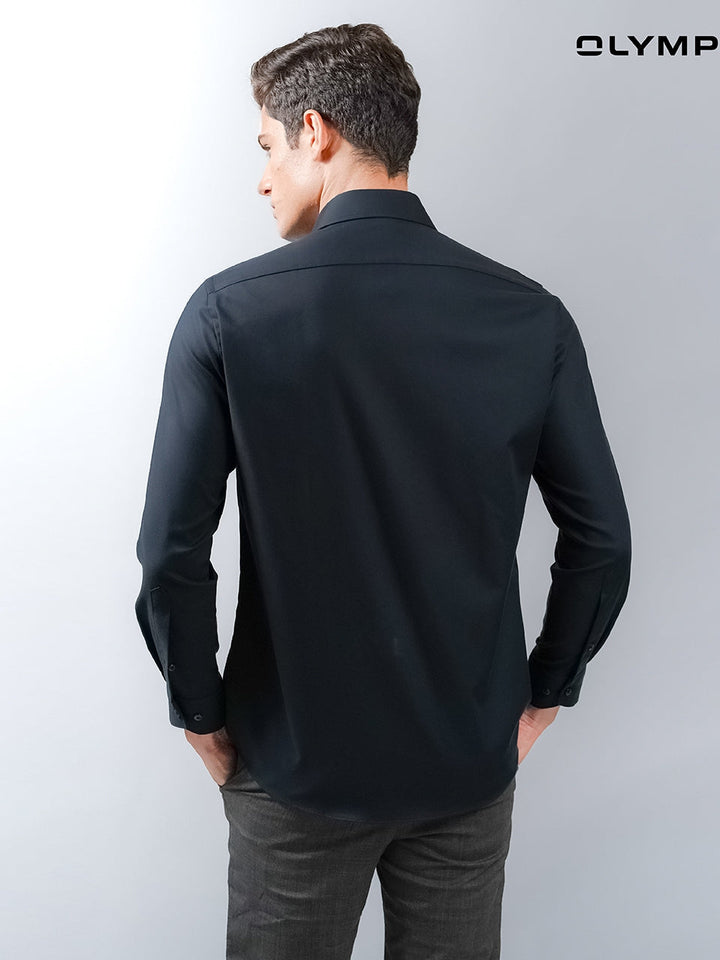 OLYMP  LUXOR Shirt เสื้อเชิ้ตชาย สีดำ ผ้าเท็กเจอร์ ทรงหลวม ใส่สบาย รีดง่าย AUTU23 OLYMP