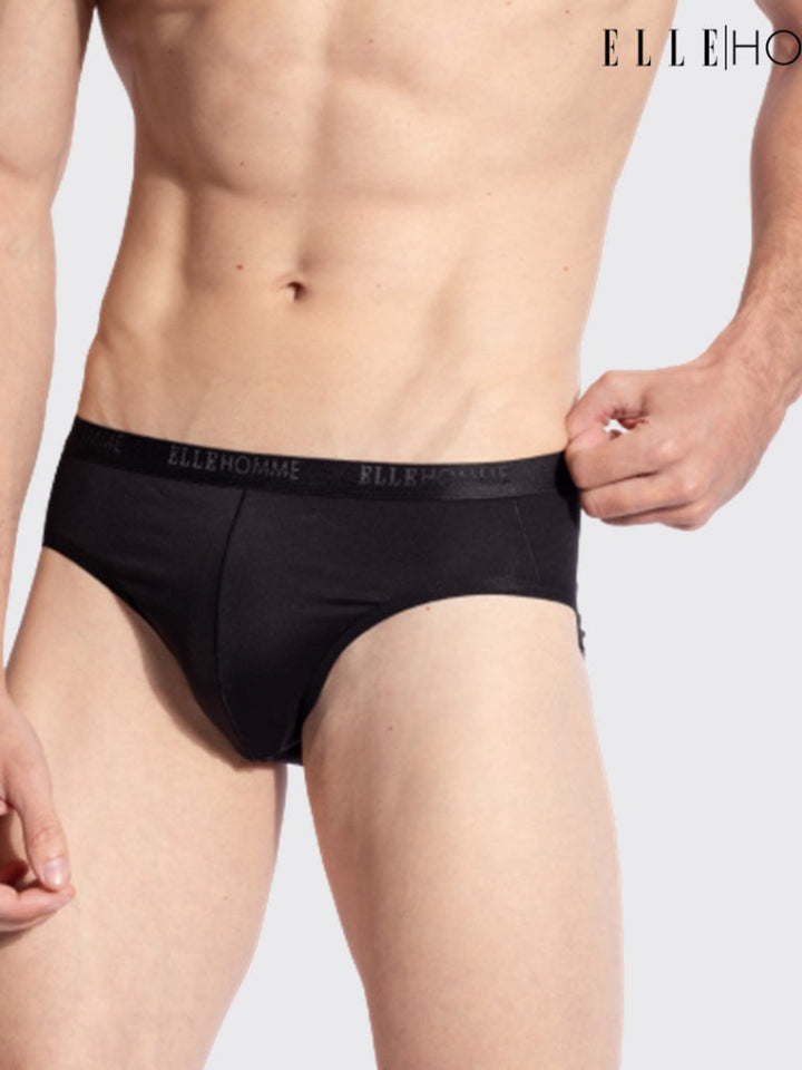 ELLE HOMME | แพ็ค 3 ชิ้น กางเกงในทรง Brief ขอบเล็ก ไม่รัดเอว ทอโลโก้ ELLE  | KUB7925 ICCSHOPPING