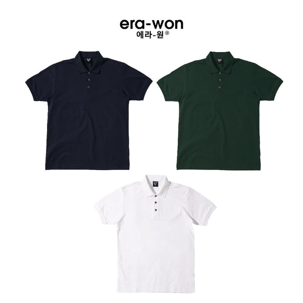 era-won เสื้อโปโล แขนสั้น ทรงสลิม Polo Shirt แพค 3 ตัว 3 สี (ขาว เขียว กรม) ICCSHOPPING